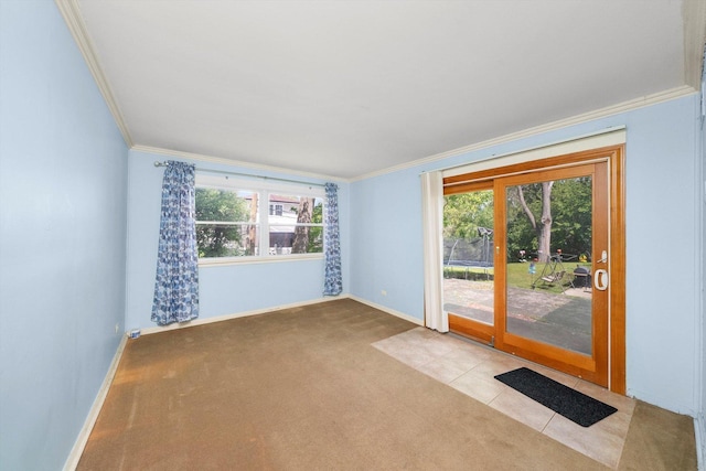 17714 Dogwood Ln, Hazel Crest, IL 60429 - spare room featuring ornamental molding, baseboards, and carpet