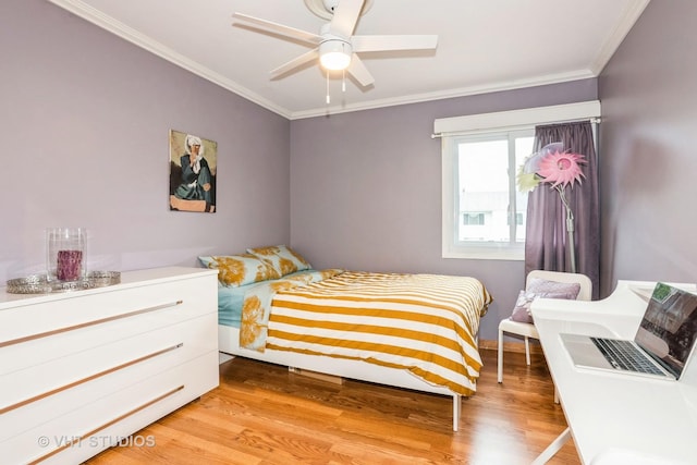 3724 Monitor Dr, Hanover Park, IL 60133 - bedroom featuring ornamental molding, light wood-style floors, and a ceiling fan