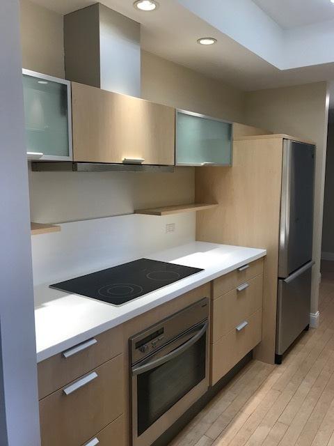 680 N Lake Shore Dr Unit 1623, Chicago, IL 60611 - kitchen featuring stainless steel appliances, light countertops, light wood-style flooring, modern cabinets, and recessed lighting