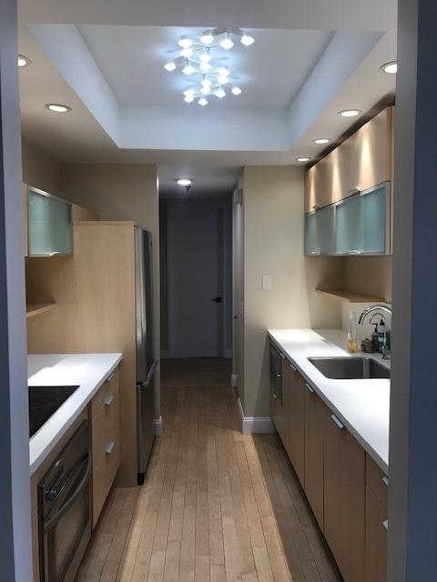 680 N Lake Shore Dr Unit 1623, Chicago, IL 60611 - kitchen featuring a sink, oven, light wood finished floors, black electric stovetop, and light countertops