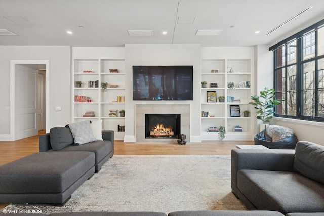 1109 W Washington Blvd Unit 2B, Chicago, IL 60607 - living room with healthy amount of natural light, wood finished floors, and built in features