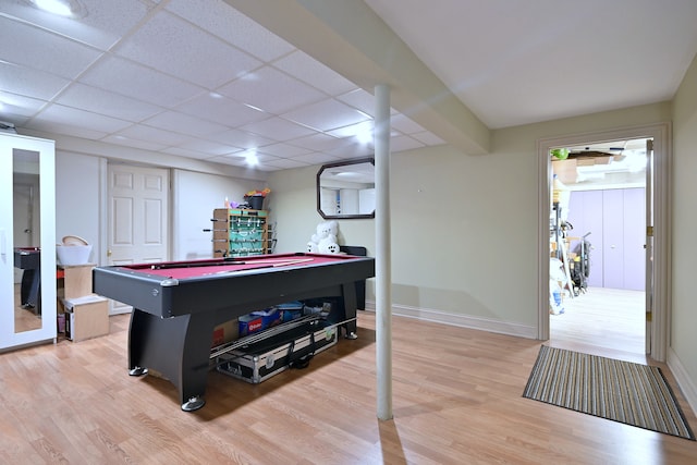 7701 New Castle Ave, Burbank, IL 60459 - rec room with light wood-style flooring, billiards, and baseboards