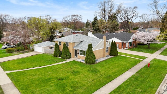 44 Cranbrook Dr, Des Plaines, IL 60016 - view of front of house featuring a residential view, a chimney, roof with shingles, and a front yard