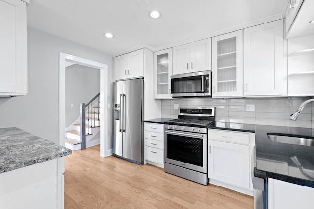 44 Cranbrook Dr, Des Plaines, IL 60016 - kitchen featuring appliances with stainless steel finishes, a sink, recessed lighting, white cabinets, and open shelves