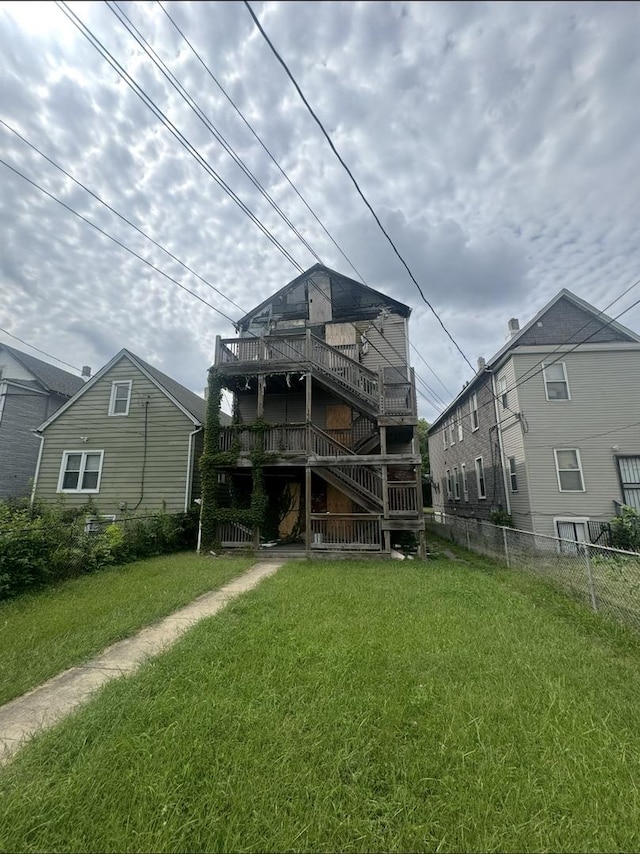 5427 S Princeton Ave, Chicago, IL 60609 - rear view of property with stairs and a deck