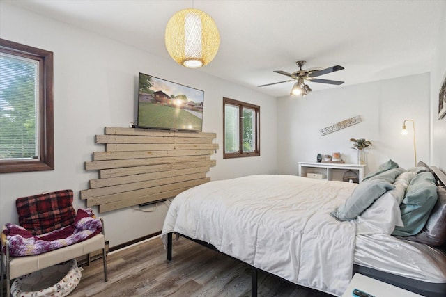 608 E Webster St, Polo, IL 61064 - bedroom featuring wood finished floors and a ceiling fan