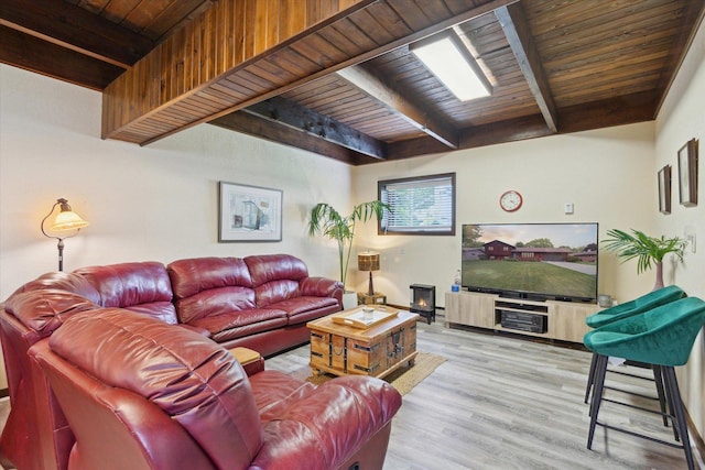 608 E Webster St, Polo, IL 61064 - living room featuring wooden ceiling with exposed beams and wood finished floors