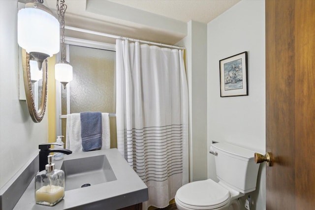 608 E Webster St, Polo, IL 61064 - bathroom featuring toilet, vanity, and curtained shower
