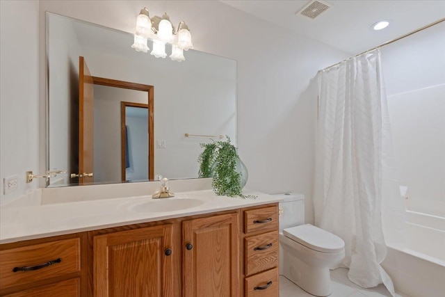 2261 E Gaisor Dr, Crete, IL 60417 - full bathroom featuring vanity, toilet, and shower / bath combo with shower curtain