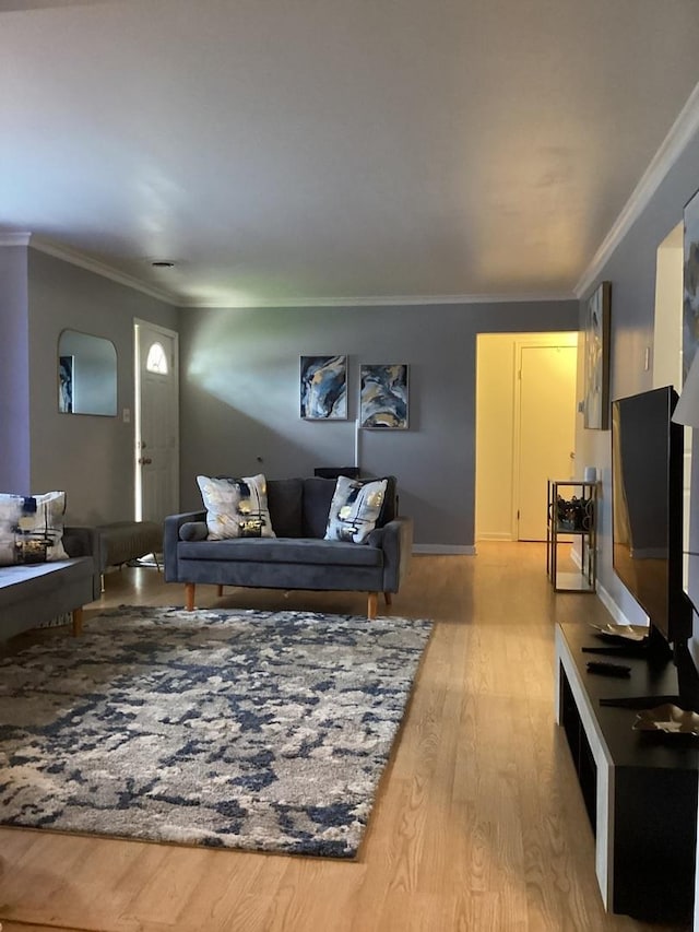 237 Marquette St, Park Forest, IL 60466 - living area with light wood-style floors, ornamental molding, and baseboards