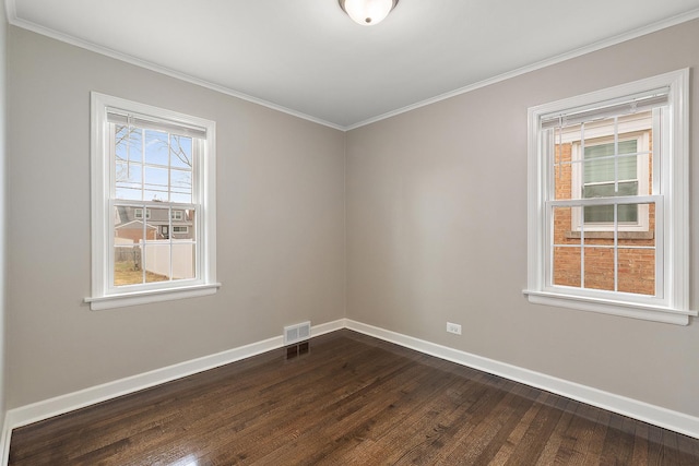 1521 N Wolf Rd, Berkeley, IL 60163 - empty room featuring baseboards, dark wood finished floors, and ornamental molding