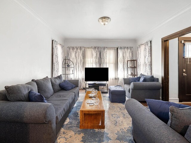 8423 S Paulina St, Chicago, IL 60620 - living room featuring crown molding and wood finished floors