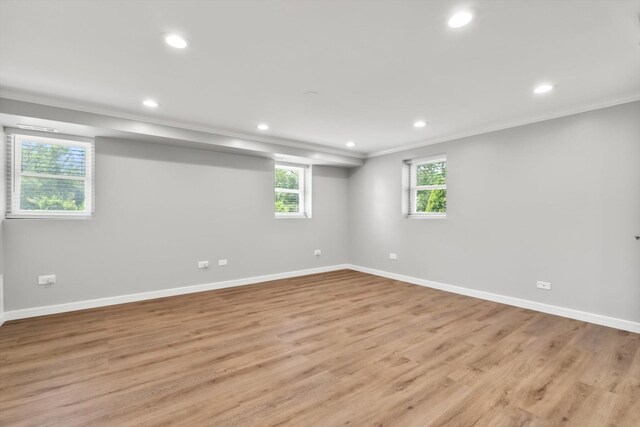 4401 Kingston Ave, Lisle, IL 60532 - basement featuring recessed lighting, baseboards, ornamental molding, and light wood finished floors