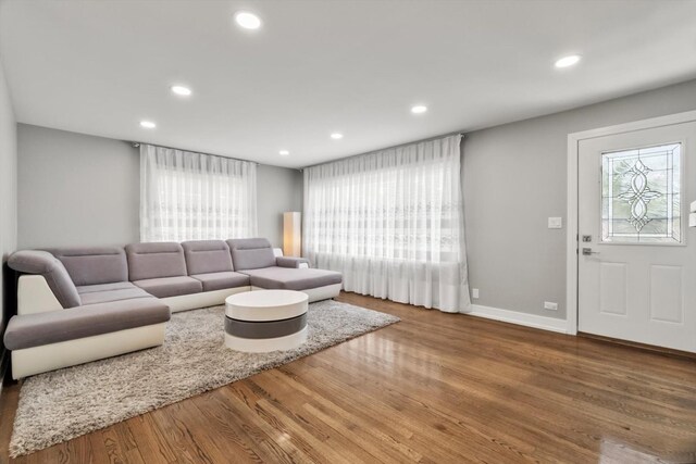 4401 Kingston Ave, Lisle, IL 60532 - living area featuring wood finished floors, recessed lighting, and baseboards
