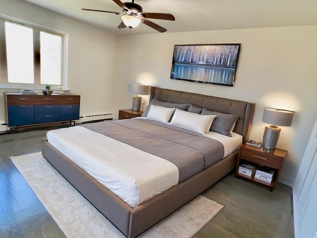 2030 E 72nd Pl Unit 3D, Chicago, IL 60649 - bedroom with baseboard heating, wood finished floors, and ceiling fan