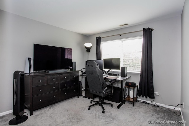 office space featuring carpet and baseboards