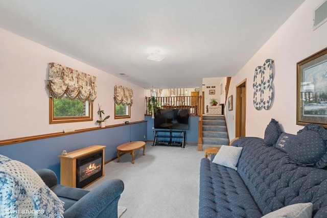 18457 Virginia Ln, Mokena, IL 60448 - living room featuring carpet flooring and a glass covered fireplace