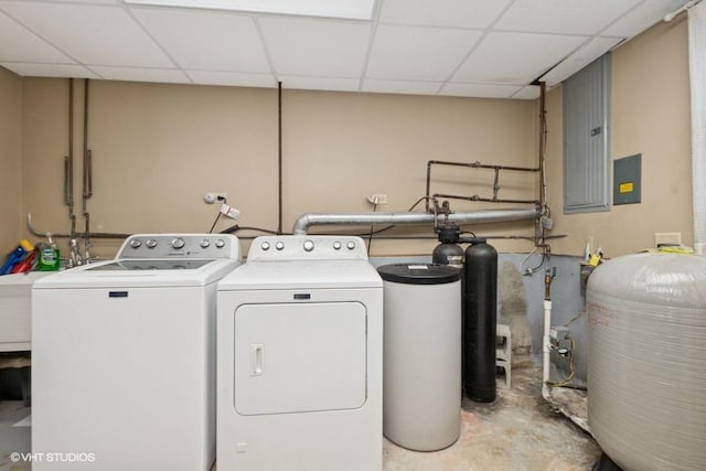 18457 Virginia Ln, Mokena, IL 60448 - laundry room featuring washer and dryer and electric panel