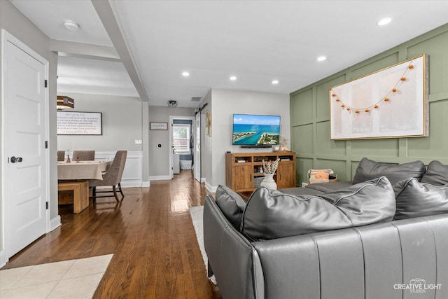 521 N Elm St, Hillside, IL 60162 - living room with recessed lighting, wood finished floors, and baseboards