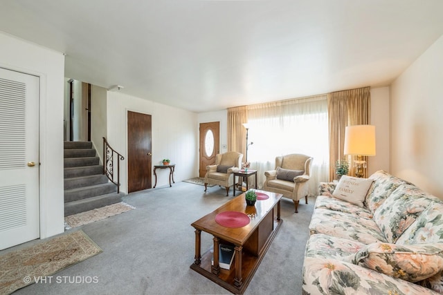 130 W Natalie Ln, Addison, IL 60101 - carpeted living room with stairway