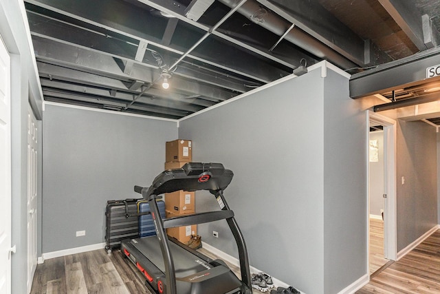 3917 Kristen Ct, Plano, IL 60545 - workout room with wood finished floors and baseboards