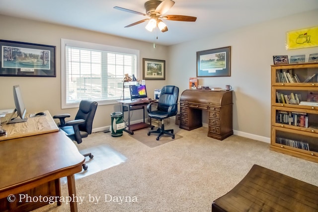 584 Chase Ct, Bourbonnais, IL 60914 - carpeted office space with ceiling fan and baseboards