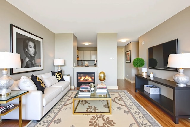 2901 S Michigan Ave Unit 1706, Chicago, IL 60616 - living area with wood finished floors, a glass covered fireplace, and baseboards