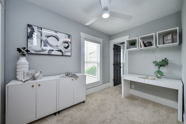 549 S Main St, Naperville, IL 60540 - office area featuring light carpet, a ceiling fan, and baseboards