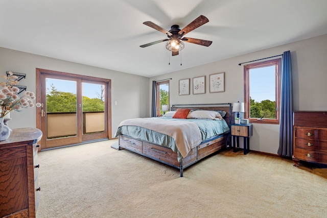60 Romiga Ln, Palos Park, IL 60464 - carpeted bedroom with access to exterior, baseboards, and ceiling fan