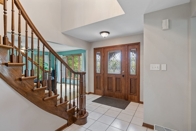 60 Romiga Ln, Palos Park, IL 60464 - entrance foyer with baseboards, light tile patterned floors, and stairway