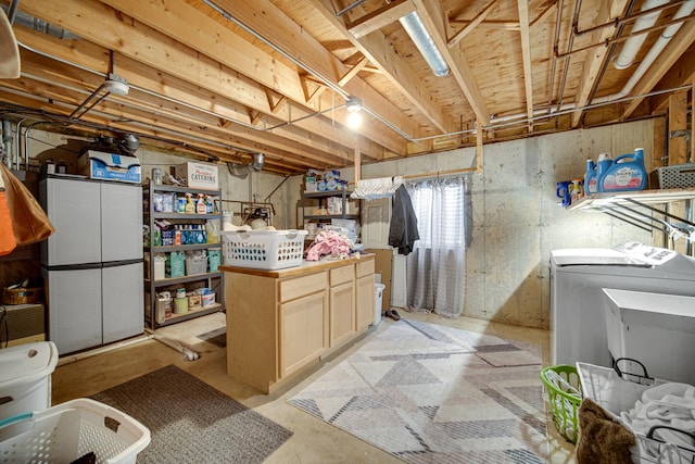 26238 W Hickory Ln, Ingleside, IL 60041 - unfinished below grade area with washing machine and dryer