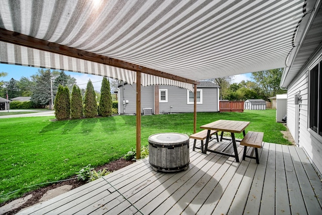 26238 W Hickory Ln, Ingleside, IL 60041 - wooden terrace with a lawn and cooling unit