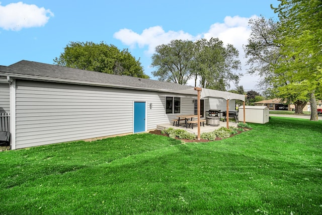 26238 W Hickory Ln, Ingleside, IL 60041 - rear view of house featuring a patio, a yard, and roof with shingles