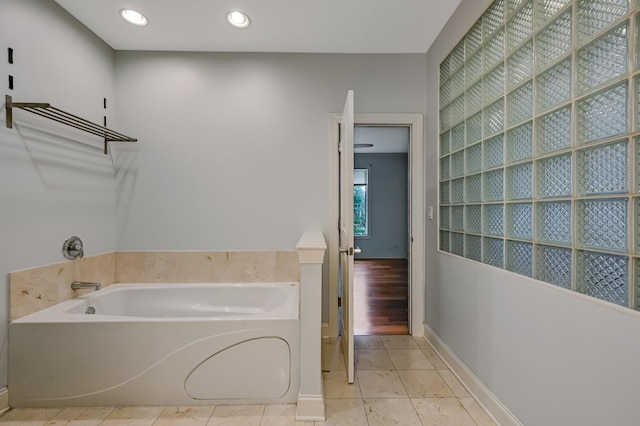 740 Fairmont Ct, Westmont, IL 60559 - full bath with a bath, baseboards, and recessed lighting