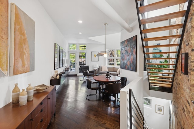 832 W Wolfram St, Chicago, IL 60657 - dining room with dark wood finished floors, stairs, and recessed lighting
