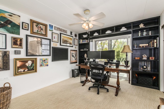 5540 Walnut Ave Unit 23C, Downers Grove, IL 60515 - office area with carpet flooring, a ceiling fan, and baseboards