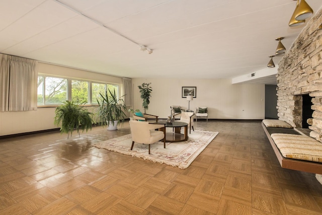5540 Walnut Ave Unit 23C, Downers Grove, IL 60515 - dining space with baseboards and a fireplace