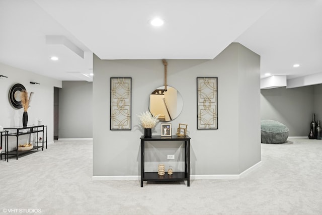 319 Carole St, Sugar Grove, IL 60554 - hallway featuring carpet floors, recessed lighting, and baseboards