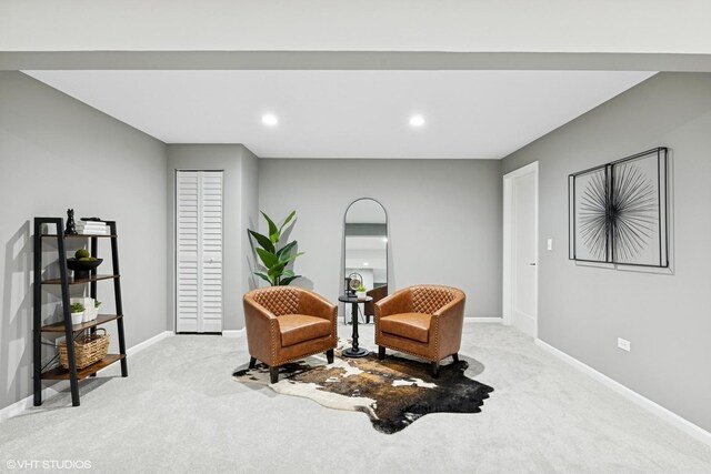 319 Carole St, Sugar Grove, IL 60554 - sitting room with light colored carpet, baseboards, and recessed lighting