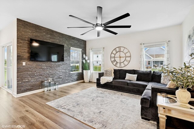 319 Carole St, Sugar Grove, IL 60554 - living area featuring a ceiling fan, plenty of natural light, and wood finished floors