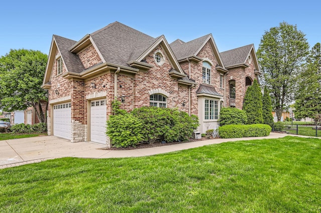 349 Home Ave, Itasca, IL 60143 - view of front facade with driveway, an attached garage, a shingled roof, and brick siding