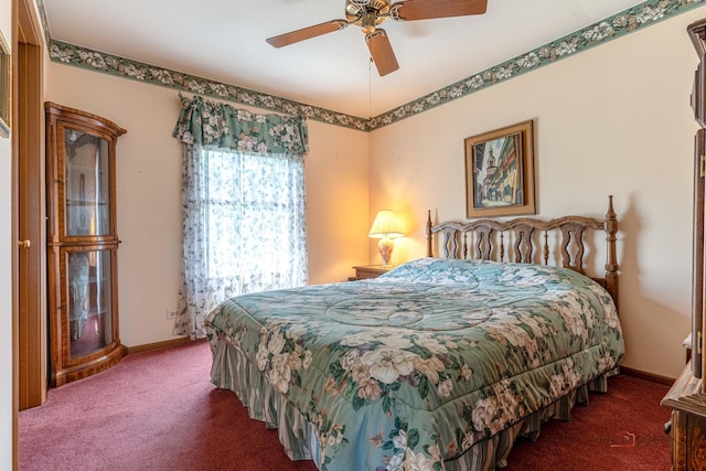1010 Hampshire Ln, Elgin, IL 60120 - bedroom with carpet floors, baseboards, and a ceiling fan
