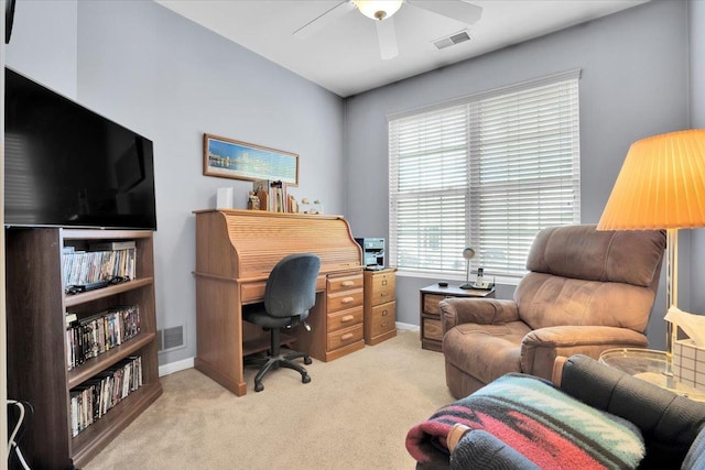 13569 Winterberry Ln, Huntley, IL 60142 - carpeted home office with a ceiling fan and baseboards