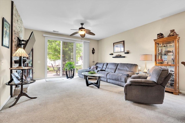 13569 Winterberry Ln, Huntley, IL 60142 - living area with carpet floors, ceiling fan, and baseboards