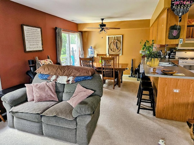 25159 Faraday Rd, Manhattan, IL 60442 - living area featuring light colored carpet and a ceiling fan
