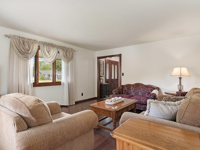279 N Division St, Braidwood, IL 60408 - living room with dark wood finished floors and baseboards
