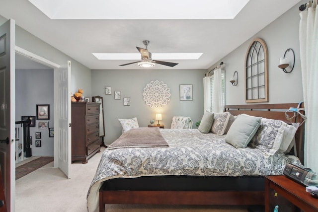 1034 Willoby Ln, Elgin, IL 60120 - bedroom with a skylight, light carpet, and ceiling fan