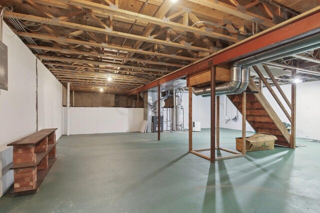 1034 Willoby Ln, Elgin, IL 60120 - unfinished basement with stairs and water heater