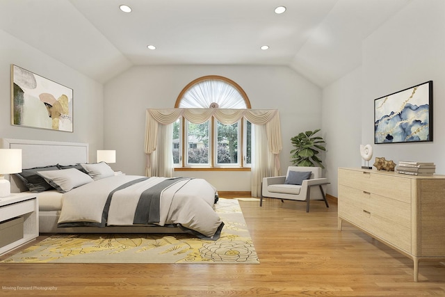1773 W Whispering Ct, Addison, IL 60101 - bedroom featuring vaulted ceiling, light wood-style floors, and recessed lighting