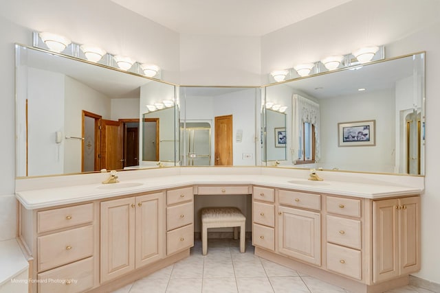 1773 W Whispering Ct, Addison, IL 60101 - full bathroom featuring double vanity and tile patterned floors